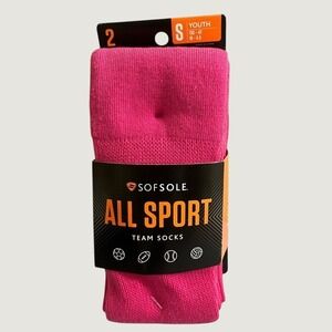 Sof Sole All Sport Team Performance Socks Youth Small Pink 2 Pairs Athletic NWT